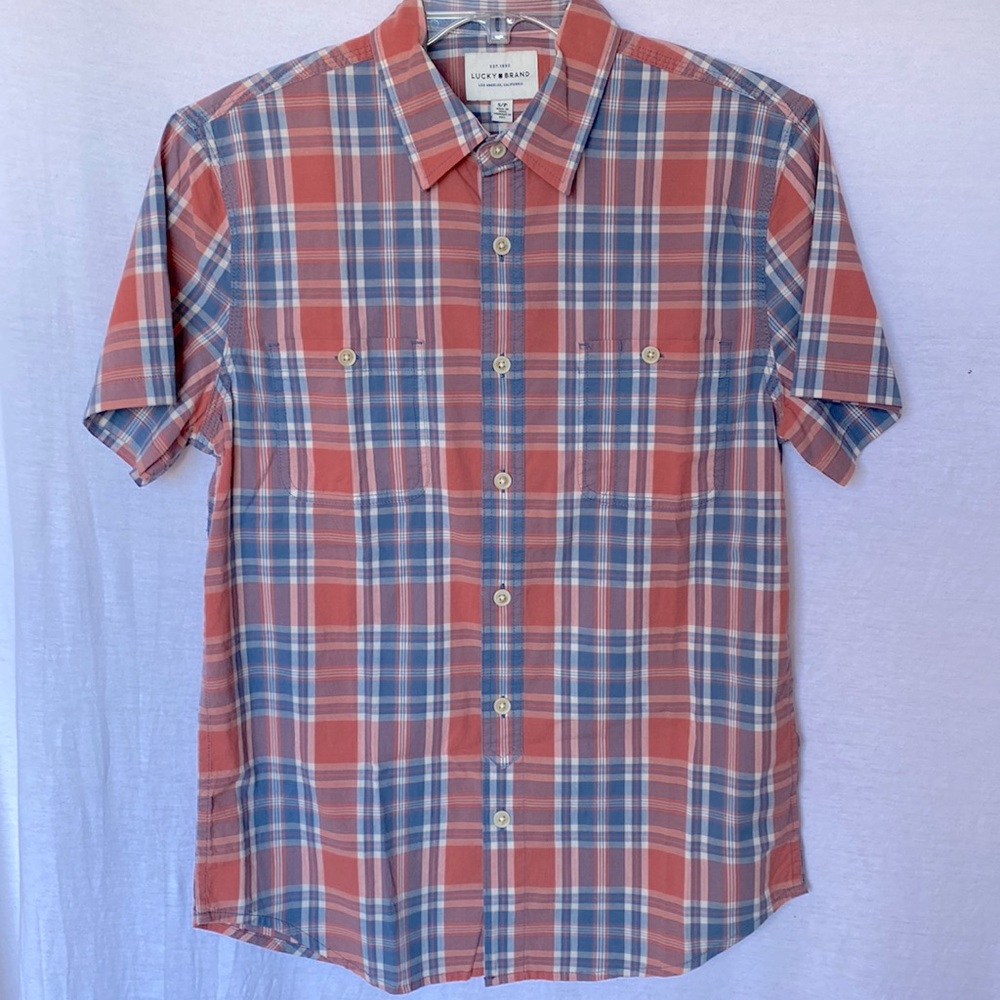 Lucky Brand plaid shirt sleeved shirt NWT! Size S